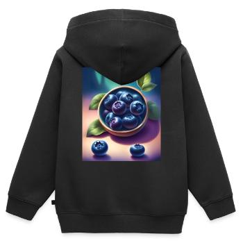 Leckere Heidelbeeren - Kinder Premium Organic Zip Hoodie - Schwarz - Hinten - AI Model Kid Male (0cm)