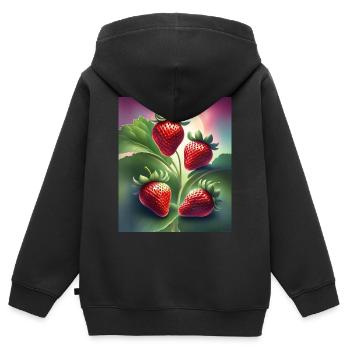 Vier leckere Erdbeeren - Kinder Premium Organic Zip Hoodie - Schwarz - Hinten - AI Model Kid Male (0cm)