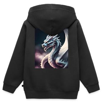 Silhouette de dragon - Sweat Premium à capuche zippé enfant bio - noir - Dos - AI Model Kid Male (0cm)