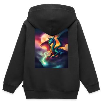 Magischer Drache - Kinder Premium Organic Zip Hoodie - Schwarz - Hinten - AI Model Kid Male (0cm)
