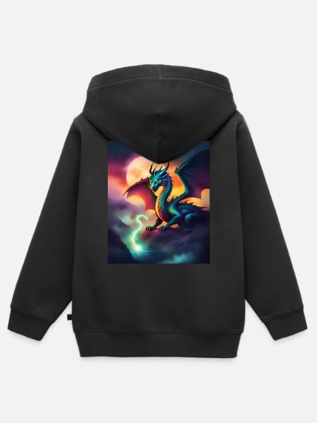 Magical dragon - Hoodie Premium med dragkedja barn ekologisk - svart
