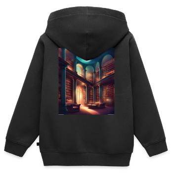 Fantasy library - Kids Premium Organic Zip-up Hoodie - black - Back - AI Model Kid Male (0cm)