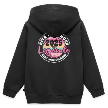 Diplômé de la garderie : une légende quitte le site - Sweat Premium à capuche zippé enfant bio - noir - Dos - AI Model Kid Male (0cm)