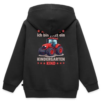 Achtung ich bin jetzt ein Kindergarten Kind - Kinder Premium Organic Zip Hoodie - Schwarz - Hinten - AI Model Kid Male (0cm)