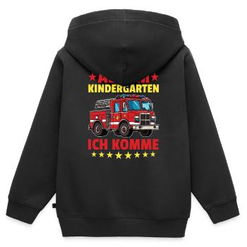 Alarm kindergarten I'm coming fire brigade - Kids Premium Organic Zip-up Hoodie - black - Back - AI Model Kid Male (0cm)