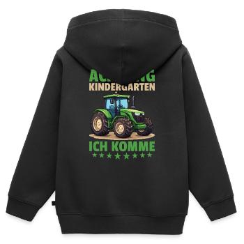 Attention kindergarten I'm coming farmer tractor - Kids Premium Organic Zip-up Hoodie - black - Back - AI Model Kid Male (0cm)