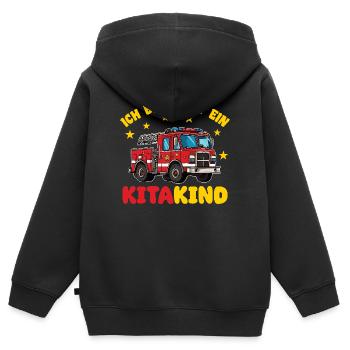 Je suis maintenant une garderie, un service d’incendie de garderie - Sweat Premium à capuche zippé enfant bio - noir - Dos - AI Model Kid Male (0cm)