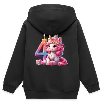 4 YEARS UNICORN 4TH BIRTHDAY - Kids Premium Organic Zip-up Hoodie - black - Back - AI Model Kid Male (0cm)