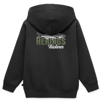 Heringe Angeln - Der Heringsflüsterer - Kinder Premium Organic Zip Hoodie - Schwarz - Hinten - AI Model Kid Male (0cm)