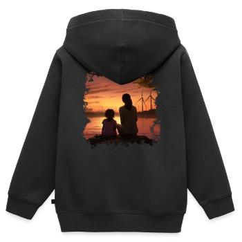 Mutter - Kinder Premium Organic Zip Hoodie - Schwarz - Hinten - AI Model Kid Male (0cm)