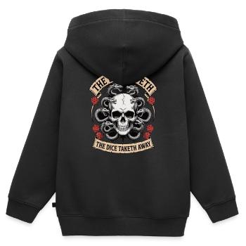 Die Wuerfel geben die Wuerfel nehmmen 1 - Kinder Premium Organic Zip Hoodie - Schwarz - Hinten - AI Model Kid Male (0cm)