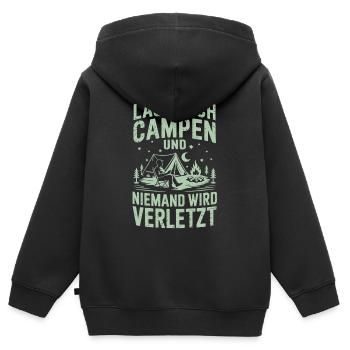 Lass mich campen und niemand wird verletzt - Kinder Premium Organic Zip Hoodie - Schwarz - Hinten - AI Model Kid Male (0cm)