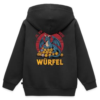Ja ich brauche alle diese Wuerfel - Kinder Premium Organic Zip Hoodie - Schwarz - Hinten - AI Model Kid Male (0cm)