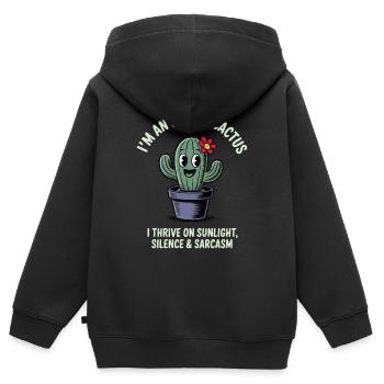 I’m an Indoor Cactus – Stachelige Zimmerpflanze - Kinder Premium Organic Zip Hoodie - Schwarz - Hinten - AI Model Kid Male (0cm)