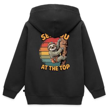 See You at the Top – Kletter Faultier - Kinder Premium Organic Zip Hoodie - Schwarz - Hinten - AI Model Kid Male (0cm)