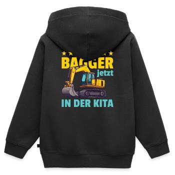 I am now an excavator in the daycare center construction worker - Kids Premium Organic Zip-up Hoodie - black - Back - AI Model Kid Male (0cm)