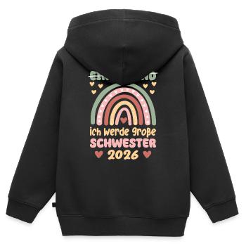 Big Sister Rainbow Sweet Sibling 2026 - Kids Premium Organic Zip-up Hoodie - black - Back - AI Model Kid Male (0cm)