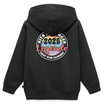 Diplômé de la garderie : une légende quitte le site - Sweat Premium à capuche zippé enfant bio - noir - Dos - AI Model Kid Male (0cm)