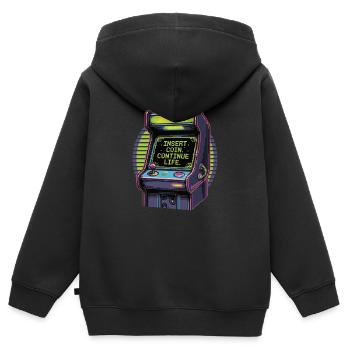Insert Coin – Continue Life | Retro Gamer Design - Kinder Premium Organic Zip Hoodie - Schwarz - Hinten - AI Model Kid Male (0cm)