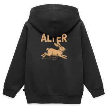 Alter Hase – Ironisch & Clever - Kinder Premium Organic Zip Hoodie - Schwarz - Hinten - AI Model Kid Male (0cm)