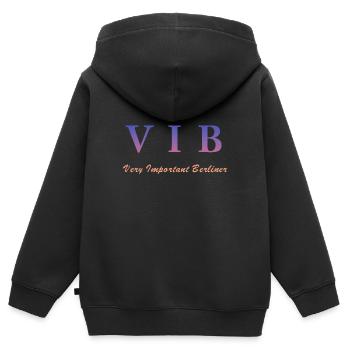 VIP - Berlin - Kinder Premium Organic Zip Hoodie - Schwarz - Hinten - AI Model Kid Male (0cm)