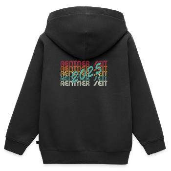 Endlich Rentner 2025 - Kinder Premium Organic Zip Hoodie - Schwarz - Hinten - AI Model Kid Male (0cm)