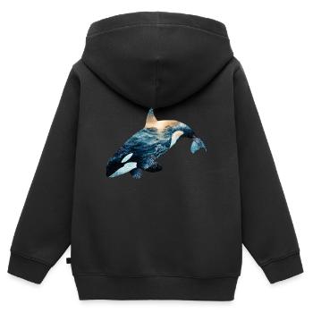 Süßes Orca Design – Lustiger Killerwal für Kinder, - Kinder Premium Organic Zip Hoodie - Schwarz - Hinten - AI Model Kid Male (0cm)
