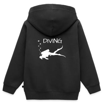 Diving Taucher mit Luftblasen Scuba - Kinder Premium Organic Zip Hoodie - Schwarz - Hinten - AI Model Kid Male (0cm)