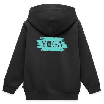 Yoga - Kinder Premium Organic Zip Hoodie - Schwarz - Hinten - AI Model Kid Male (0cm)
