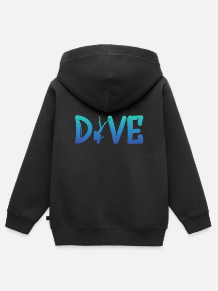 DIVE - Kinder Premium Organic Zip Hoodie - Schwarz