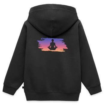 Yoga - Kinder Premium Organic Zip Hoodie - Schwarz - Hinten - AI Model Kid Male (0cm)