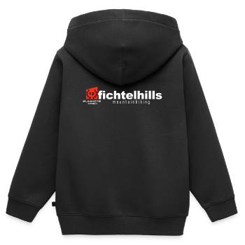 lorbeer fichtelhills 12 Summits Crew - Kinder Premium Organic Zip Hoodie - Schwarz - Hinten - AI Model Kid Male (0cm)
