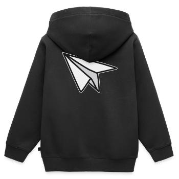 Leichtigkeit und Freiheit Papierflieger - Kinder Premium Organic Zip Hoodie - Schwarz - Hinten - AI Model Kid Male (0cm)