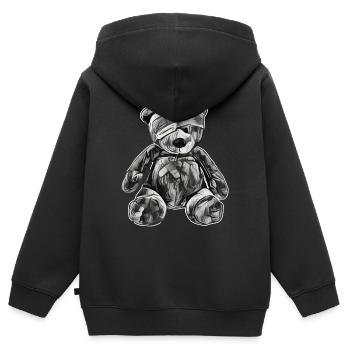 Ours en peluche jouet avec cache-oeil - Sweat Premium à capuche zippé enfant bio - noir - Dos - AI Model Kid Male (0cm)