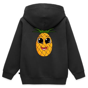 Ananas - Sweat Premium à capuche zippé enfant bio - noir - Dos - AI Model Kid Male (0cm)