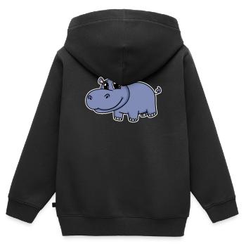 Nilpferd - Kinder Premium Organic Zip Hoodie - Schwarz - Hinten - AI Model Kid Male (0cm)