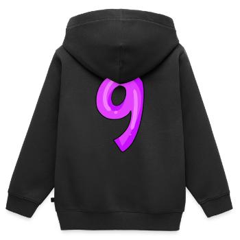 Nummer 9 - Kinder Premium Organic Zip Hoodie - Schwarz - Hinten - AI Model Kid Male (0cm)