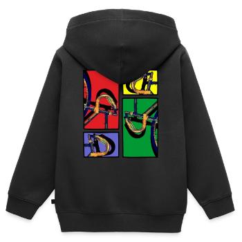 Comic Strips Road Bike Keirin - Cycling - Kids Premium Organic Zip-up Hoodie - black - Back - AI Model Kid Male (0cm)