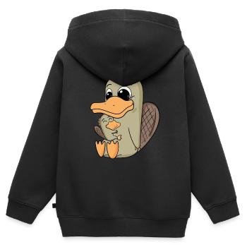 Schnabeltier Familie - Schnabeltier mit Baby - Kinder Premium Organic Zip Hoodie - Schwarz - Hinten - AI Model Kid Male (0cm)