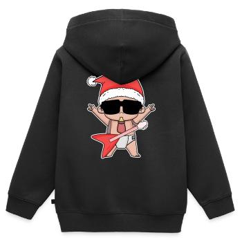 Cool Baby Noël - Sweat Premium à capuche zippé enfant bio - noir - Dos - AI Model Kid Male (0cm)