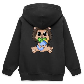 Bébé Lion - Sweat Premium à capuche zippé enfant bio - noir - Dos - AI Model Kid Male (0cm)