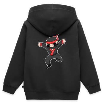 Ninja - Kinder Premium Organic Zip Hoodie - Schwarz - Hinten - AI Model Kid Male (0cm)