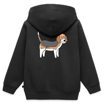 Beagle - Sweat Premium à capuche zippé enfant bio - noir - Dos - AI Model Kid Male (0cm)