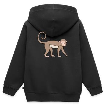 Singe ouistiti - Sweat Premium à capuche zippé enfant bio - noir - Dos - AI Model Kid Male (0cm)