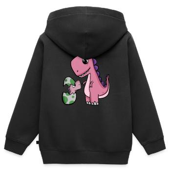 Dinosaurs with Baby Dinosaurs - Kids Premium Organic Zip-up Hoodie - black - Back - AI Model Kid Male (0cm)