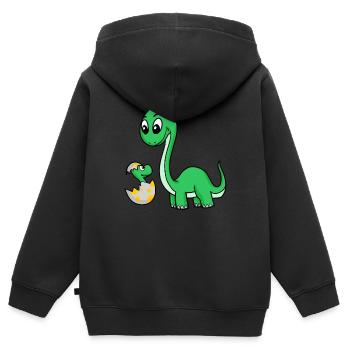 Dinosaurs with Baby Dinosaurs - Kids Premium Organic Zip-up Hoodie - black - Back - AI Model Kid Male (0cm)