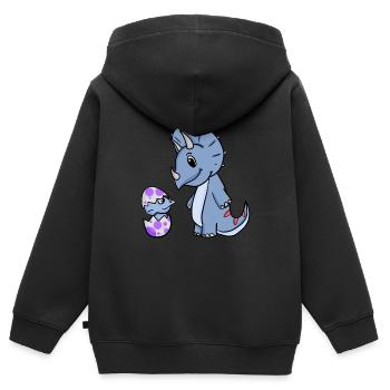 Dinosaurs with Baby Dinosaurs - Kids Premium Organic Zip-up Hoodie - black - Back - AI Model Kid Male (0cm)