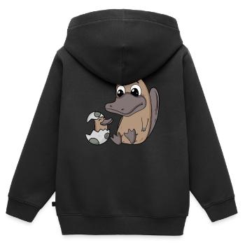 Schnabeltier Mama mit Baby Schnabeltier - Kinder Premium Organic Zip Hoodie - Schwarz - Hinten - AI Model Kid Male (0cm)