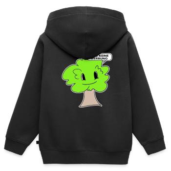 Briefkasten Aufkleber Bitte keine Werbung - Kinder Premium Organic Zip Hoodie - Schwarz - Hinten - AI Model Kid Male (0cm)