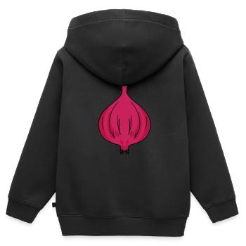 Oignon - Sweat Premium à capuche zippé enfant bio - noir - Dos - AI Model Kid Male (0cm)